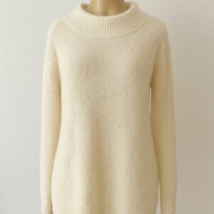 LOFT Modern Mock Cowl Neck Sweater Soft Boat Turtleneck Ivory Women's Medium